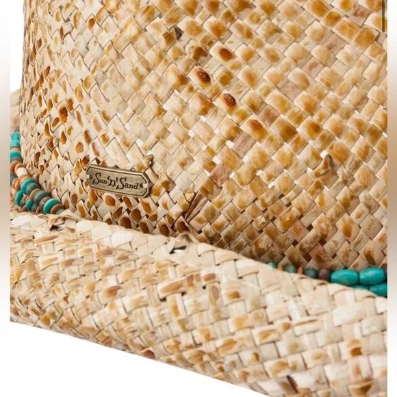 Sun N Sand Straw Cowboy Hat with Turquoise Bead Band unisex - Picture 4 of 4